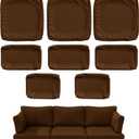 8 Pcs Outdoor Patio Cushion Covers, Replaceable Waterproof Furniture Covers, Outdoor Non-Slip Covers with Zippers, Covers Only, Chocolate