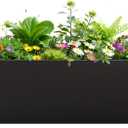 Gabviem Metal Planter Box 36" L x 15" W x 15" H, Rectangular Trough Planter Box with 6 Drainage Holes & Raised Bottom, All-Weather Garden Planter Box for Outdoor Patio/ Porch, Lawn, Black