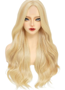 Long Blonde Wig for Women 26 Inch Wavy Synthetic Wig Natural Wave Middle Part Heat Resistant Natural Looking Mixed Blonde Curly Wig for Daily Use Cosplay Halloween