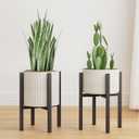 Linpla 2-Pack Adjustable Metal Plant Stand Indoor Outdoor - Fits 8 to 12 Inches Pots - Mid Century Modern Planter Stand Black Flower Pot Holder Home Decor for Gardening Gifts