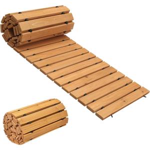 LINSHRY 8FT Wooden Garden Pathway, Outdoor Roll Out Garden Walkway, Weather-Resistant Non-Slip Wooden Walkway Pavers