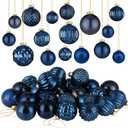 Liliful 24 Pcs Navy Blue Glass Christmas Ball Ornaments Christmas Tree Decoration Hanging Balls Neutral Vintage Mercury Ornament for Xmas Festival Home Wedding Holiday Farmhouse Party Decor, 2.36 Inch