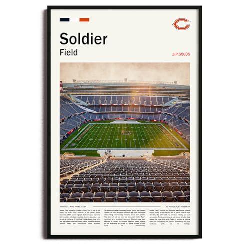 (Unframed 11"x17") SoldierFieldStadium Canvas Print – Chicago Home Field Wall Art for Bears Fans, Sports poster for Game Room or Man Cave Decor