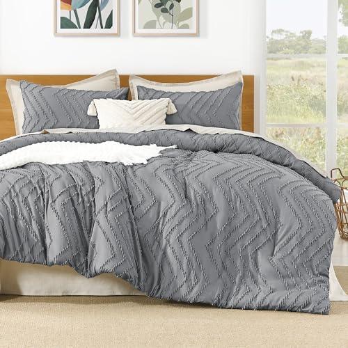 Litanika Gray King Comforter Set, 3 Pieces Lightweight Tufted Bedding Sets, Down Alternative Comforter Fluffy Bed Set Gift Choice