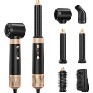 Sendowtek Hot Air Styler Brush Set for Women Hair Styling 6 in 1 | 850W 3 Level Temp, Hairdryer and Curler Comb for Rotating Curling Straightening Volumize, Auto Wrap Multi Hair Styling Tool