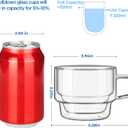 glastal 12 oz Latte Macchiato Glasses, Double-Walled Coffee Glasses, Set of 2, Glass Stackable Coffee Cups, Tea Glasses with Handle for Cappuccino, Tea, Milk, Gifts for Women Friends New Home Gift