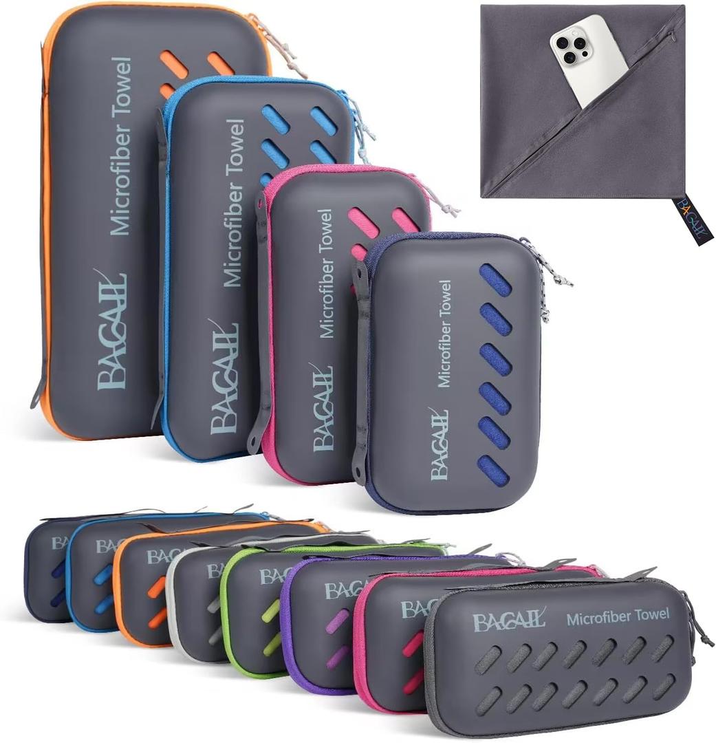 BAGAIL Microfibre Travel Towel, Perfect Camping Towel, Swimming Towel and Beach Towel, Quick Dry - Super Absorbent - Ultra Compact, Great for Sports, Gym, Yoga and Backpacking, 180cm x 90cm