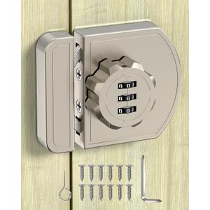 Combination Cabinet Lock, Keyless Drawer Lock for Adults, 180 Degree Door Locks ​with Code for Pantry, Cabinets, Drawers, Closets, Desk, Sliding Doors, Bedroom, Kitchen, Office (Nickel-1PC)