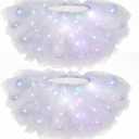 Crowye LED Tutu Skirt Light up Tutus 5 Layered Neon Tulle Skirt for Women 80's Party Valentine's Day New Year Glitter Costume