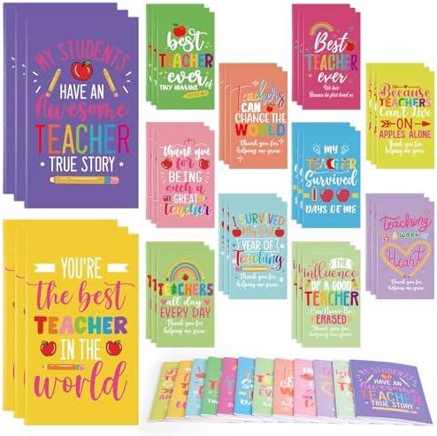 120 Pcs Teacher Appreciation Notepads Bulk Thank You Teacher Mini Memo Pads Small Paper Pocket Notebook for Teacher Gift Back to School Party Favor Supplies School Office, 3 x 5 In