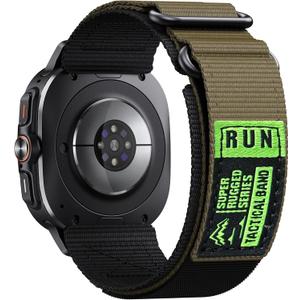 Rugged Nylon for Galaxy Watch 7 Ultra Bands 47mm, Adjustable Nylon Strap for Samsung Watch Ultra Band with Double Loop Buckle Compatible with Galaxy Ultra Watch Band for Men/Women