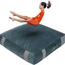 FINCOME 5'x 5' Crash Pads for Kids Sensory Gray Crash Pads with Foam Blocks Washable Cover Sensory Crash Pad for Climbing Gymnastics Sensory Pad for Sensory Tool, Schools, Sensory Therapy 60”x 60”