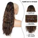 Drawstring Ponytail for Women, 26 inch Long Ponytail Extension, Synthetic Pony Tails Hair Extensions, Highlight Hair Extensions Ponytail for Daily Use (Color: Brown Mixed Honey Blonde)