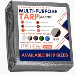 Trademark Supplies Tarp Cover 20X20 Silver/Black Heavy Duty Thick Material, Waterproof, Great for Tarpaulin Canopy Tent, Boat, RV Or Pool Cover!
