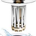 WSYLEN Bathroom Sink Drain Strainer, Bathroom Sink Stopper Pop Up with Two-Section Removable Brass Basket Hair Catcher, Universal for 1.1 to 1.6in Drain, Chrome Silver