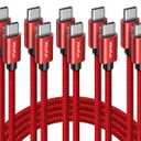 CLEEFUN USB C to USB C Cable 60W, USBC to USBC, [5-Pack, 3 ft] Type C to C Charger Cord Fast Charging for iPhone 16 15 Pro Max/Plus, for iPad/MacBook Pro/Air, for Samsung Galaxy S25 S24 S23 (Red)