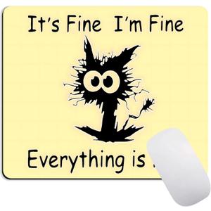 2 x Funny Mouse Pad with Non-Slip Rubber Base, Home Office Decor Desk Accessories, It's Fine I'm Fine Everything is Fine,Personalized Design Mouse Pads for Desk,