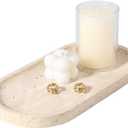 Koville Natural Marble Tray for Bathroom Counter, 10" x 5" Travertine Marble Storage Trays for Perfume, Cosmetics, Jewelry, Vanity Tray Stone Trays for Home, Decorative Tray for Dresser Organizer