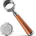 51mm Bottomless Portafilter 3 Ears Only Compatible with Delongli Dedica EC680 EC685 EC885 and SMEG ECF01 Machines, Espresso Portafilte with Stainless Steel 14-16g Coffee Basket (Red Walnut)