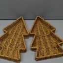 MyHomeBody Christmas Tree Wicker Basket, Decorative Snack Tray, Appetizer Serving Tray and Platters, Set of 2