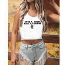 Western Cowboy Crop Tank Tops for Women Vintage Graphic Cowgirl Country Music Concert Ribbed Tank Rodeo Shirt (XL)