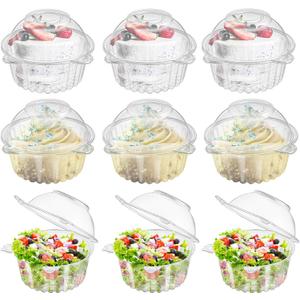 Bekith 150 Pack Individual Cupcake Containers, Plastic Cupcake Holder with Lid, Single Cupcake Boxes, Muffin Container for Party, Stackable