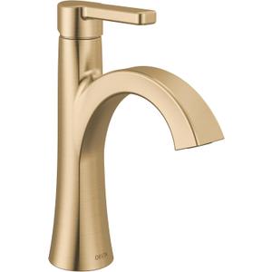 Delta Lineax Brushed Gold Bathroom Faucet 1 Hole, Single Hole Bathroom Sink Faucet for Vanity, Metal Push-Pop Drain Assembly, Champagne Bronze 562-CZMPU-DST