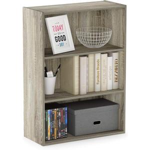 Furinno PASIR Book Shelf, 3-Tier Bookshelf, Storage Shelves Bookcase, 9.7 x 23.7 x 31.5, for Living Room, Bedroom, Home Office, Sonoma Oak