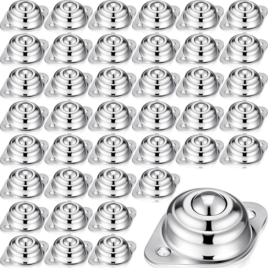 Gisafai 30 Pcs Roller Ball Transfer Bearing Carbon Steel Round Ball Transfer Unit Universal Casters for Conveyor Roller Stand Transmission System Furniture (1/2")