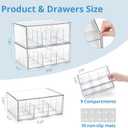 CLUQMEIK 2 Large Acrylic Tea Bag Organizer, 9 Grids Tea Organizers and Storage with Acrylic Drawers Stackable, Teabag Holder Organizer for Counter Countertop Kitchen Cabinet