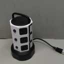 10ft Power Strip Tower JACKYLED Surge Protector Electric Charging Station with 13A 12 Outlets 6 USB Ports Heavy Duty Extension Cord for Home Office Computer Nightstand Laptop Phone White Black