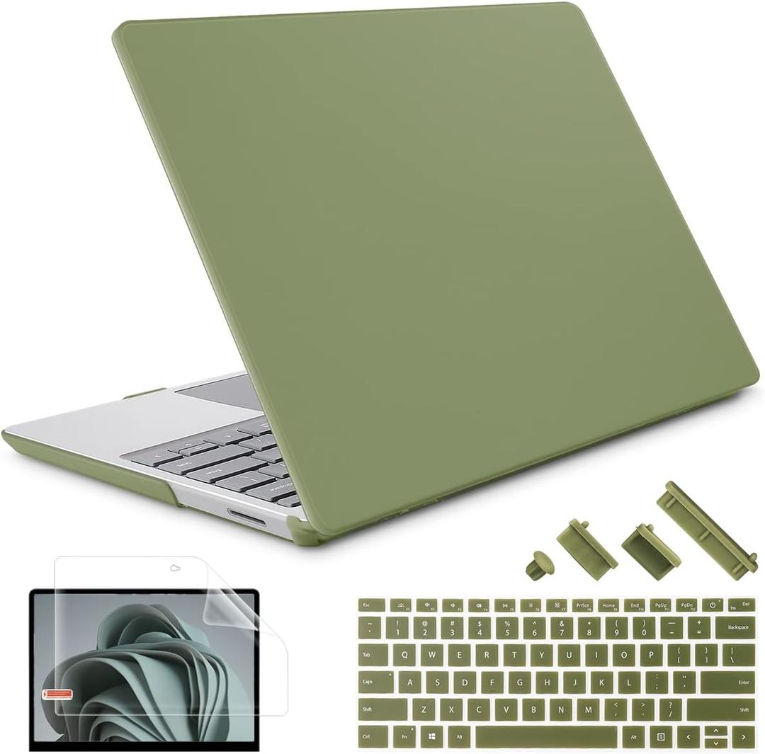 Case for 13.5" Microsoft Surface Laptop 5/4/3 with Metal Palm Rest ONLY 2019-2022 Release Models:1868/1951, Plastic Hard Shell Case with Keyboard Cover & Screen Protector, Dark Olive Green