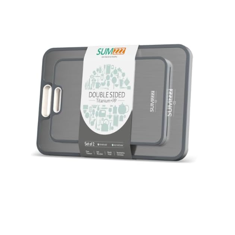 Titanium Cutting Board for Kitchen, Cutting BoardDouble Sided Food Grade, Pure Titanium and WheatStraw PP, Easy to Clean