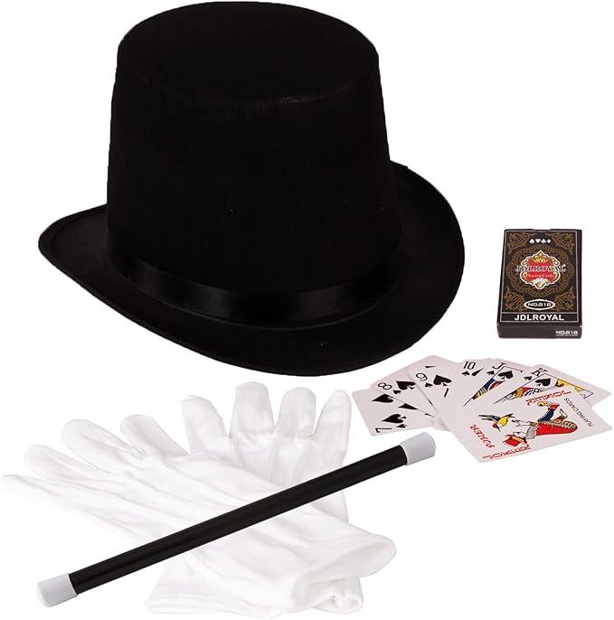 Magician Set - Hat, Wand , Gloves & Bonus Cards for Children Funny Party Hats
