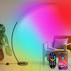 CHICLUX RGBW Arc Floor Lamp, Dimmable LED Floor Lamp with RGBW, Ultra Bright, Modern Standing Tall Lamp with Remote Reading Floor Lamp for Living Room Bedroom Office