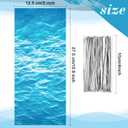 2 x Pajean 100 Pieces Ocean Waves Cellophane Treat Bags Under the Sea Blue Ocean Party Goodie Candy Bag with 100 Twist Ties for Beach Pool Birthday Summer Mermaid Party Decoration Baby Shower Supplies