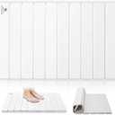 Stone Bath Mat for Water Absorption, Foldable Diatomite Stone Mat, Non-Slip & Quick-Drying White Square Bath Mat with Modern Minimalist Style, Easy to Clean, for Bathroom/Kitchen/Hallway