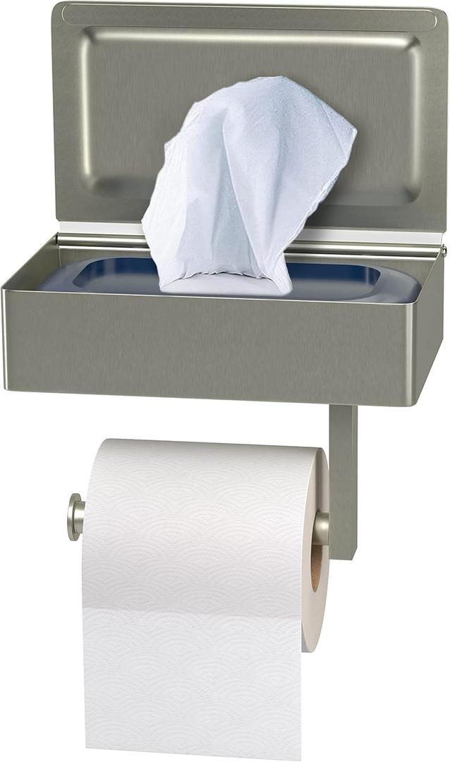 Self-Adhesive Toilet Paper Holder Wall Mount with Shelf & Wipes Storage  Brushed Nickel Stainless Steel Modern Toilet Tissue Holder for Bathroom, Kitchen  Adhesive and Screw Installation
