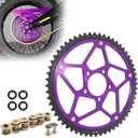 58 Tooth Sprocket Steel-Reinforced Frame 7075 Aluminum with Chains Links, CNC 58T Chain Sprocket 7075 Aluminum Compatible with Segway X160 X260 Sur Ron Light Bee X, Purple