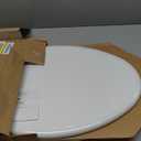 Mayfair Linden Slow Close Toilet Seat, Non Slip Heavy Duty Wood, Easy Install, Elongated, White