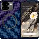Magnetic Case for Google Pixel 10 Pro Fold, Compatible with MagSafe Carbon Fiber Slim Thin Lightweight Aramid Fiber PC Back Anti Scratch Drop Protection Rugged Shockproof Cover, Blue&Purple