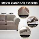 PrinceDeco Velvet Couch Covers for Sofa Soft 4 Pieces Couch Covers for 3 Cushion Couch Sofa Pet Friendly Furniture Protector with Non Slip Elastic Bottom Width Up to 90 Inch(Large, Taupe)