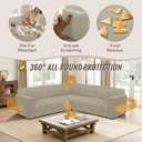HDCAXKJ Sectional Couch Cover L Shape Stretch Sofa Covers Washable Jacquard Corner Couch Slipcover Non Slip Sectional Slip Cover U Shaped Furniture Protector for Pets Dogs (Light Khaki, X-Large)