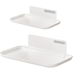 2-Pack Foldable Floating Shelves for Wall | No Drill White Wall Shelves | Small Floating Shelf for Bathroom, Bedroom, RV, KitchenAdhesive Shelves for Phones, Watches | Renter Friendly