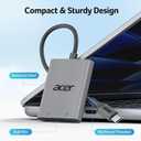 Acer SD Card Reader USB C, Dual Slots Type C to Memory Card Reader, Aluminum Micro SD Card Camera Adapter for MicroSD, SDHC, SDXC, Compatible with iPhone16/15, MacBook, iPad Pro, Android, Laptop (Grey)