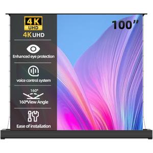 100" ALR Motorized Floor Rising Projector Screen for Long/Standard Throw Projector,Movie Screen for Home Theater,Motorized Projector Screen 4K/8K Ultra HD, Active 3D
