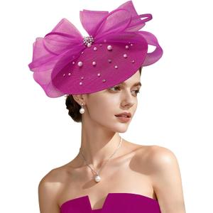 Kgromfy Tea Party Hat for Women Fascinator Hat Elegant Church Hats Wedding Headband Luxury Fancy Hat Lady Headwear for Derby