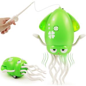 Music Jellyfish,Octopus Toys with Auto-Avoidance - Crawling & Dancing Baby Toy, Music, Perfect Sensory Toy for Tummy Time & Toddler Play (Yellow Green)