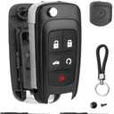 5 Button Key Fob Shell Replacement for Chevy Cruze Camaro Impala Equinox GMC Terrain Buick Regal Lacrosse 2017 2016 2015 2014 2013 2012 2011 2010 OHT01060512 Keyless Entry Remote Flip Car Key Fob Case