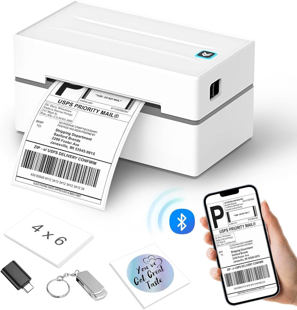 Anycash Bluetooth Thermal Label Printer, Wireless 4x6 Shipping Label Printers for Small Business, Compatible with Android&iOS and Windows, Address Label Printer for , Ebay, Shopify, Etsy, USPS